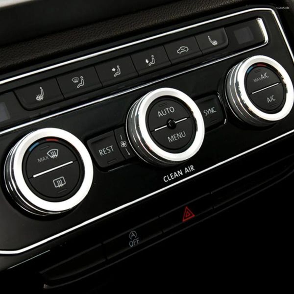 Accesorios de interior para coche, perilla de aire acondicionado, cubierta de anillo embellecedora para Volkswagen VW Golf MK7 Passat B8 T-ROC Jetta Tiguan Atlas Aaccessory