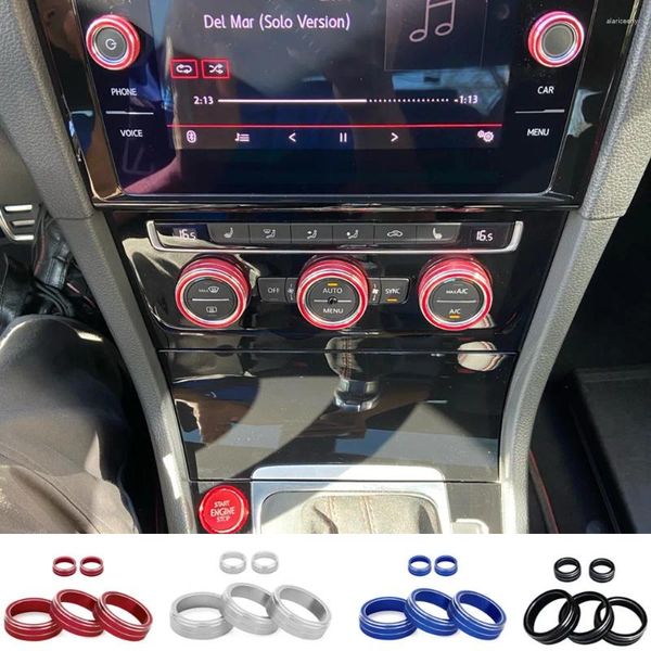 Accesorios interiores para coche, cubierta de perilla de aire acondicionado, interruptor de Control, anillo embellecedor, decoración, apto para Volkswagen VW Golf MK7 2014-2024