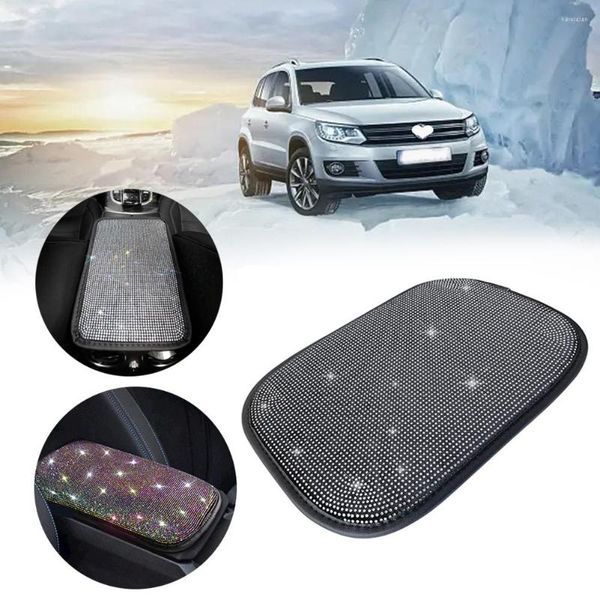 Accesorios interiores, cubierta para reposabrazos de coche, diamantes de imitación ostentosos, almohadilla protectora para consola central de coche para mujer y niña