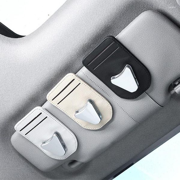 Accesorios interiores para coche, parasol para coche, soporte para caja de gafas, resistente al agua, de cuero, para montura de gafas, Clip para billete de tarjeta