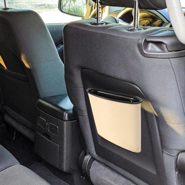 Accesorios interiores Bote de basura para automóvil Caja de almacenamiento de cubo de basura portátil Contenedores de bolsa de basura Cuero impermeable para automotor RV Taxi Van SUV Buque