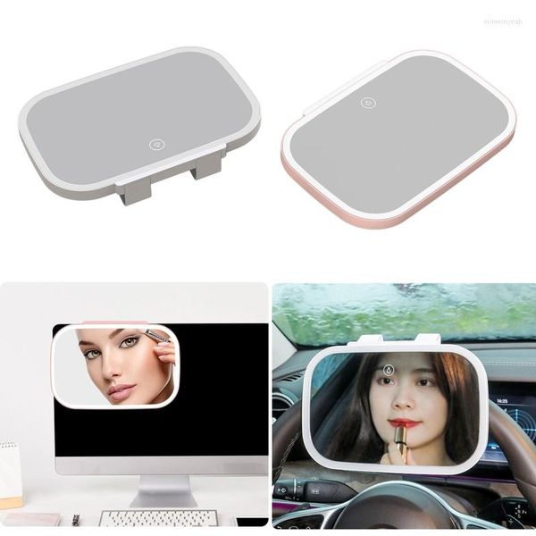 Miroir de maquillage universel pour voiture, accessoires d'intérieur, pare-soleil réglable de 7.8 pouces, interrupteur tactile, Mode d'éclairage LED, cosmétique