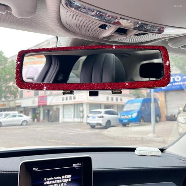 Accesorios interiores espejo retrovisor para coche Diamante de imitación brillante modificación de cristal reemplazo Bling vista trasera punto ciego Auto