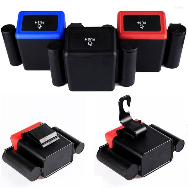 Accesorios interiores, cubo de basura para coche, estuche para polvo automático, caja de basura, estilo de coche, rojo, azul y negro