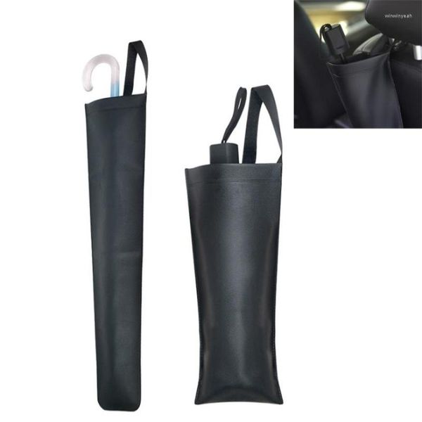 Accesorios de Interior para coche, bolsa de almacenamiento de paraguas, cuero múltiple, mango largo, tipo gancho, asiento trasero, cubierta impermeable, 1 ud.