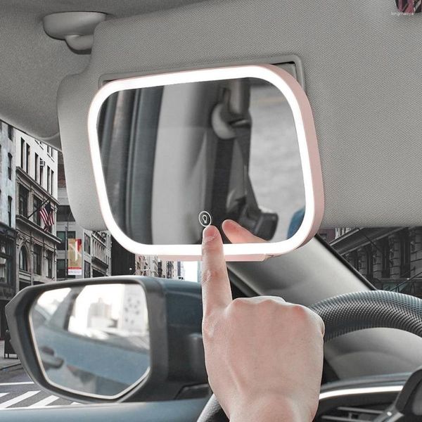 Cosmétique de miroir de maquillage de pare-soleil de voiture d'accessoires intérieurs avec le voyage LED rechargeable d'écran tactile de batterie intégrée pour la dame