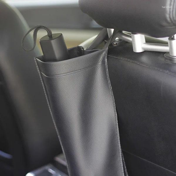 Accesorios de Interior para coche, bolsa de almacenamiento de paraguas mojado, respaldo de asiento, soporte impermeable de cuero sintético, bolsillo Universal para limpieza automática