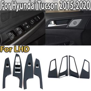 Garniture de panneau de bouton de commutation de lève-vitre de voiture, accessoires d'intérieur, autocollant en Fiber de carbone pour Hyundai Tucson 2024