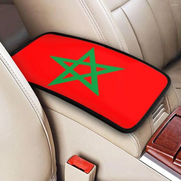 Couverture de Console centrale, accessoires d'intérieur, tapis d'accoudoir de voiture, drapeau du maroc, quatre saisons