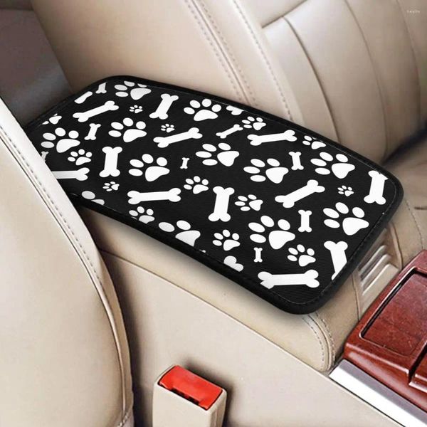 Accesorios de interior, funda para reposabrazos de coche para perro, alfombrilla con patrón de huesos, almohadilla para consola central Universal, caja de almacenamiento, cojín