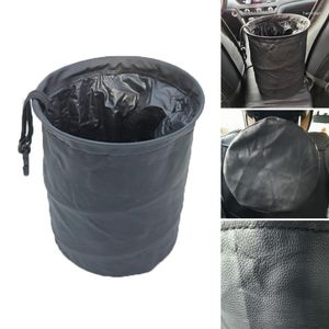 Accessoires d'intérieur pliables suspendus, poubelle de voiture, sac poubelle en cuir PU, organisateurs pour déchets