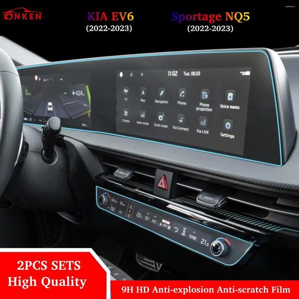 Accessoires intérieurs pour 2024 KIA EV6 Verre HD Protecteur d'écran tactile Media Display Film Cover 2pcs Set Fit SPORTAGE NQ5 Air Console