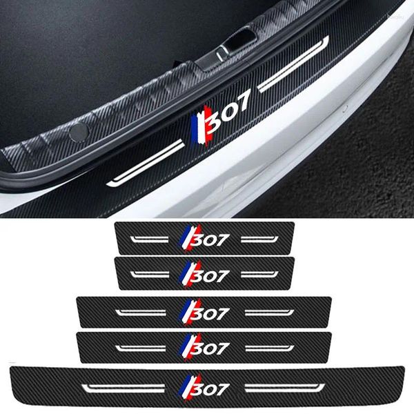 Accessoires intérieurs pour 307 Badge Car Trunk Bumper Bumper Protector Autocollants Porte Sécale Scuff Plate Sécale Pédale de bande de bande