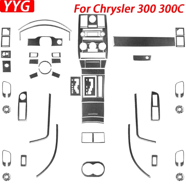 Accesorios interiores para Chrysler 300 300C 2005-2007, Panel de volante de salida de aire de cambio de marchas de fibra de carbono Real, pegatina para coche