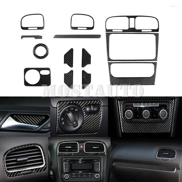 Accessoires intérieurs pour Volkswagen VW Golf 6 MK6 GTI Kit de garniture en Fiber de carbone souple 2008-2012 13 pièces entières