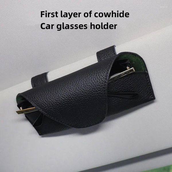 Accesorios interiores Estuche de cuero para gafas de coche soporte para visera de coche gafas de sol Clip tarjeta billete automóvil multifunción