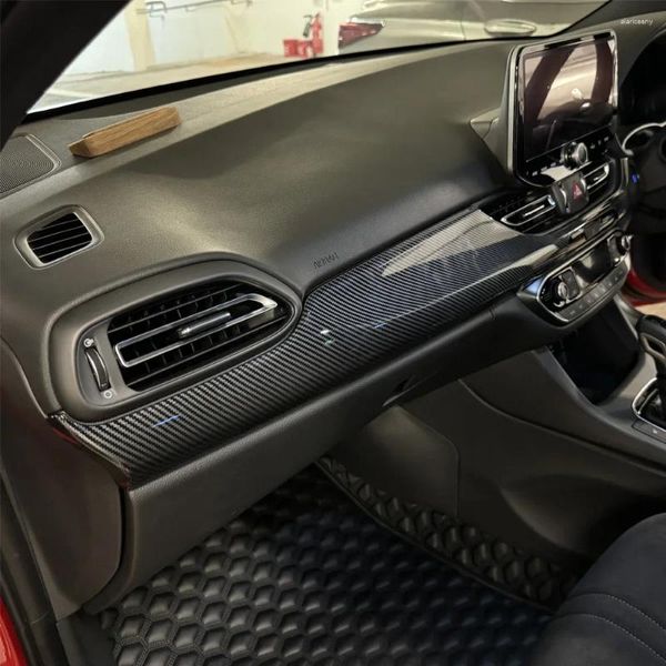 Accessoires d'intérieur LHD RHD en Fiber de carbone ABS, cadre de tableau de bord, couverture à rayures décoratives pour Hyundai I30 N