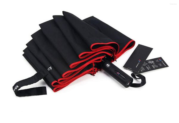 Accesorios interiores originales para tienda de 4S, paraguas de coche con borde rojo, 10 huesos, brillo de lluvia plegable automático de alta gama con logotipo M