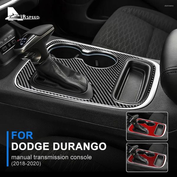 Accesorios interiores, pegatina de fibra de carbono suave Real para Dodge Durango 2024, cubierta de consola de transmisión de Panel de cambio de marchas de coche