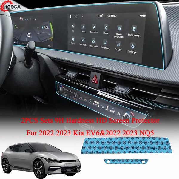 Accessoires d'intérieur Protecteur d'écran pour 2024 Kia EV6 12,3 pouces Touch NQ5 Verre Trempé Dureté 9H HD Transparent Film de Console d'Air