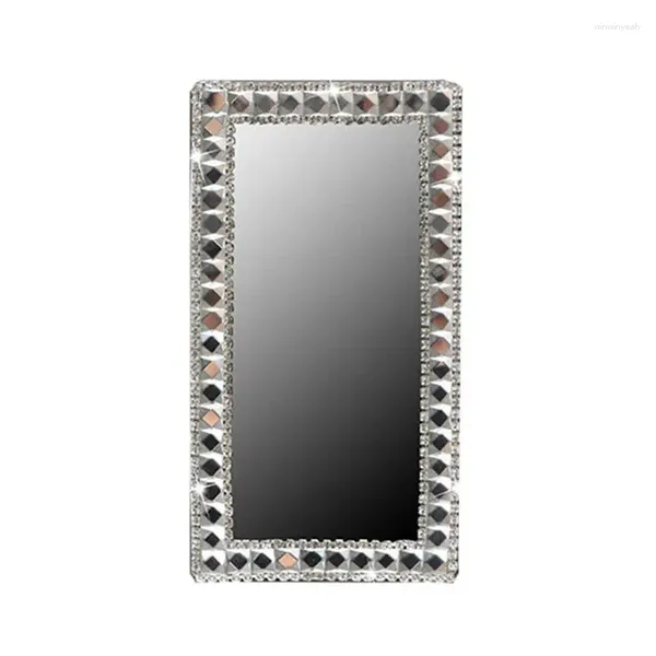 Accessoires d'intérieur, pare-soleil de voiture auto-adhésif, miroir de vanité en verre avec strass 15x8cm/5.91x3.15in, polyvalent pour le dossier des sièges