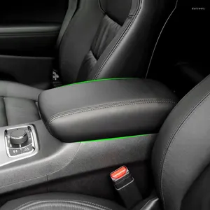 Accessoires intérieurs Couverture d'accoudoir en cuir souple pour Jeep Grand Cherokee 2011 - 2024 Garniture d'autocollant de peau de boîte de commande centrale de style de voiture