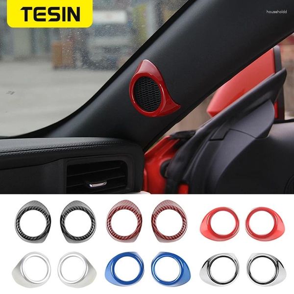 Accesorios interiores TESIN ABS coche un pilar puerta Audio estéreo altavoz decoración cubierta embellecedora para Ford Mustang 2024 Up Styling
