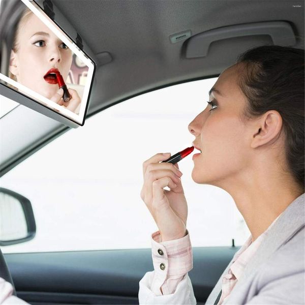 Accesorios de interior Universal Car Sun Visor Mirror Juego de maquillaje LED con 3 tipos de luces Batería de litio incorporada Sensor táctil recargable