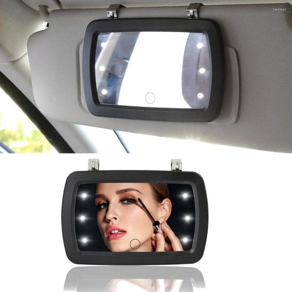 Accesorios interiores X Autohaux Car Sun Visor Clip de espejo HD con 2 baterías de maquillaje 6 luces LED Pantalla táctil Switc