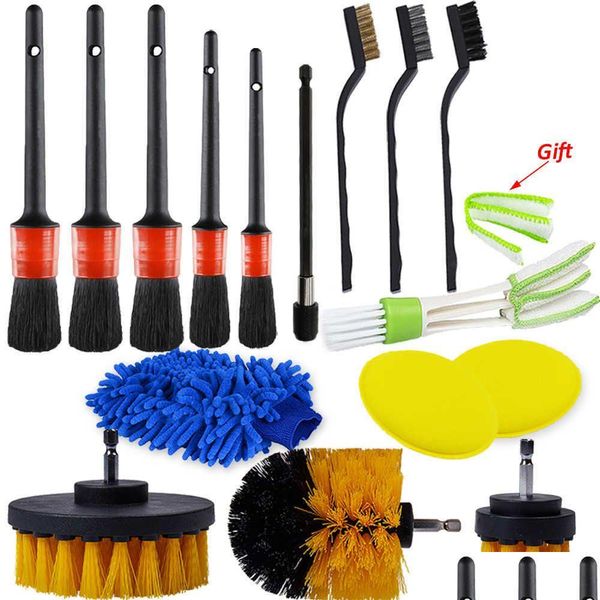 Accessoires d'entretien de peinture de voiture intérieure Brosse de détail Brosses de forage pour épurateur électrique pour jante de roue de pneu Nettoyage des évents d'air propres Du Dhekr