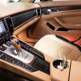 Panneau de commande central intérieur poignée de porte 3D 5D en Fiber de carbone autocollants décalcomanies voiture-style couverture pièces produits accessoires pour Por280r