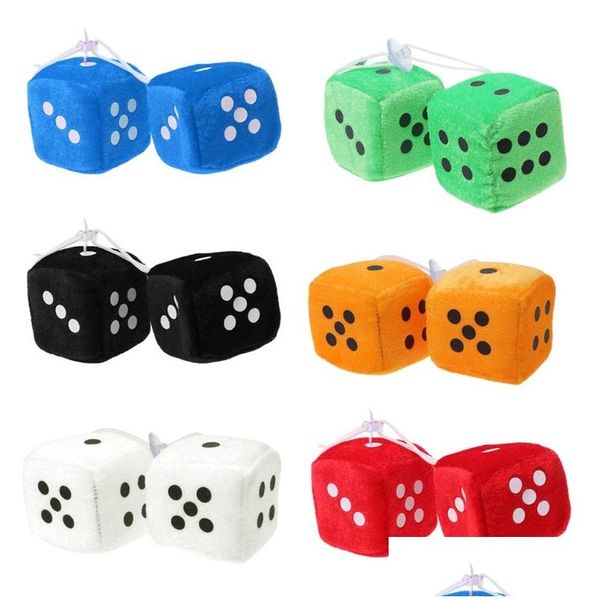 Décorations intérieures 1 paire Fuzzy Dice Dots Rétroviseur Cintre Décoration Car Styling Accessoire Drop Livraison Automobiles Motorc Dhmpu