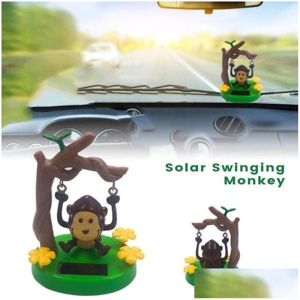 Décorations Intérieures 1 Pcs Solaire Alimenté Danse Mignon Animal Balançant Animé Singe Jouet Car Styling Accessoires Décor Enfants Jouets Gif Dhtnh