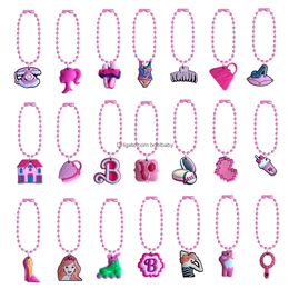 Décorations intérieures 21pcs Cartoon Keychain Perle Keadchains Pink Charm Key Ring Hanging Chain Bijoux ACCESSOIRES POUR LES SAGS FILLES BRACEL OT4QF