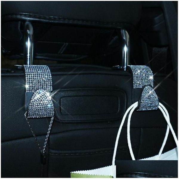 Décorations intérieures 2pcs Bling Strass Cintre Accessoires de voiture Crochet de siège Crochet de stockage Support de rangement Drop Livraison Automobiles Motorc OTU0V