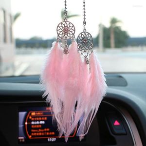 Interieurdecoraties 2 stks Auto Dream Catcher Accessoire For Girls Feather Mirror Hangende hanger Auto etnisch huis Decor Lucky Ornament