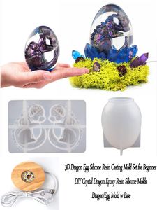 Interior Decorations 3D Dragon Egg Silicone Resin Casting Mold Set For Beginner DIY Crystal Epoxy Molds Dragon/Egg W Base