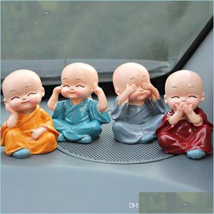Interieurdecoraties 4 stks/set mooie auto interieur accessoires pop creative maitreya hars geschenken kleine monniken boeddha kung fu small o dh0xc