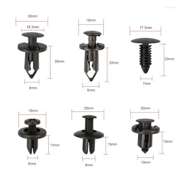 Decoraciones interiores 6 Tamaño 190 Unids Universal Auto Sujetador Push Pin Rivet Trim Clips Vehículo Car Door Panel Fender Liner Bling Accesorios