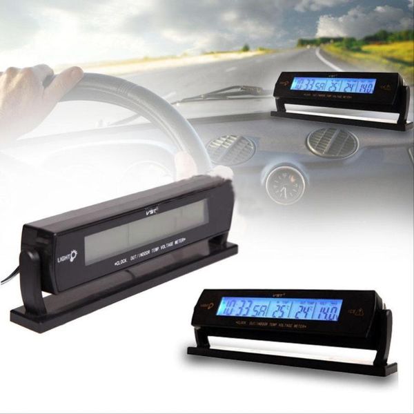 Decoraciones interiores 80% Vender Auto Car Temperatura Voltaje Reloj Digital LCD Termómetro Medidor Monitor Alarma