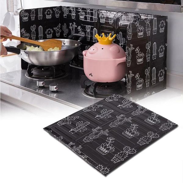 Décorations d'intérieur Aluminium Pliable Cuisine Cuisinière à gaz Déflecteur Poêle à frire Écran de protection contre les éclaboussures d'huile Kichen Women's FavoriteInterio