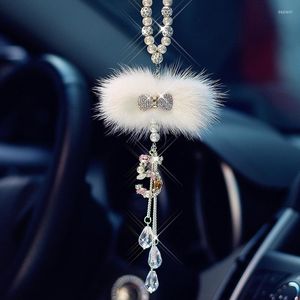 Décorations intérieures Bling Voiture Pendentif Cristal Strass Bowknot Suspendu Auto Rétroviseur Ornement Peluche Décor Accessoires Filles Cadeaux