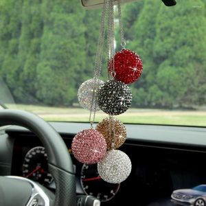 Décorations intérieures Blingbling Rétroviseur Boule Ornement Strass Auto Véhicule Voiture Pendentif