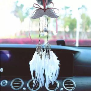 Décorations intérieures Accessoires de voiture avec cadeau souvenir Remorque Femme Dream Catcher Plume Rétroviseur Décoration
