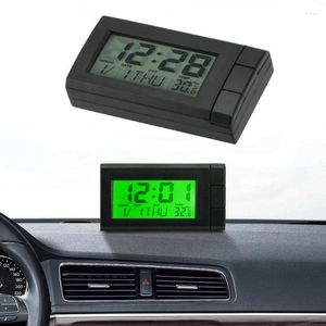 Interieurdecoraties auto accurate handige handige draagbare multifunctionele auto digitale led elektronische tijd klok thermometer met achtergrondverlichting groen