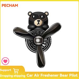 Interior Decorations Car Air Freshener Pilot Bear Rotating Fragrance Auto Accessories Propeller Air Fresheners Interior Perfume Diffuse T221215