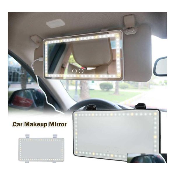 Décorations intérieures Miroir de maquillage de voiture avec visière LED HD Miroirs cosmétiques Vanity Sun Shade Smart Touch Drop Livraison Mobiles M DHLC