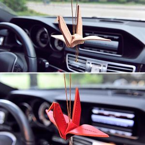 Décorations intérieures Voiture Pendentif Peau de vache Artisanat Origami Papier Grues Suspendus Prière Bénédiction Paix Auto Rétroviseur Intérieur Décor