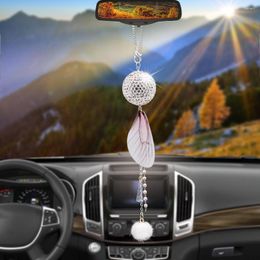 Decoraciones interiores Colgante de coche Bola de cristal de diamante con ala Decoración del automóvil Auto Espejo retrovisor Colgante Adorno de Bling