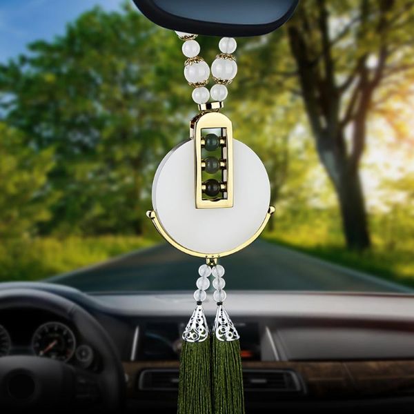Décorations intérieures Car Pendentif blanc décoration suspendue pour l'automobile rétro-miroir chinois artisanat ornements auto accessoires cadeau